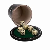 GICO Qualitäts Würfelbecher groß (echt Leder) XL schwarz mit Deckel 12...