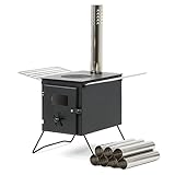 CampFeuer Zeltofen | 54,5 x 38,5 x 259,5 cm | schwarz | Tragbarer Holzofen für...