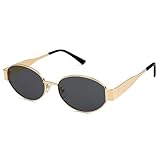 SOJOS Retro Sonnenbrille Damen Herren Oval Metal Trendy Classic UV400 Schutz...