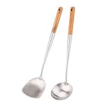 Wok Pfannenwender und Schöpflöffel Werkzeugset Set 43,2cm Spatel für Wok,304...