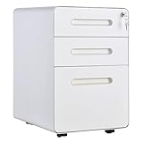 Vinsetto Rollcontainer, mobiler Aktenschrank mit 3 Schubladen, abschließbarer...