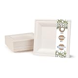 GREENBOX Umweltverträgliches Bagasse Geschirr Einweg | 50 Stück Zuckerrohr...