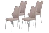 Hela Tische, 4er Set Esszimmerstuhl Andrea, Bezug Kunstleder Cappuccino,...
