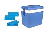 BigDean Kühlbox 24 Liter blau/weiß inkl. 6 Kühlakkus - Bis zu 11 Std....