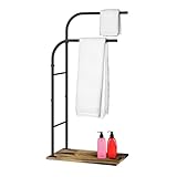 Relaxdays Handtuchständer mit Ablage, HxBxT: 80,5x40x24 cm, Industrial, 2...