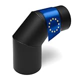 raik Rauchrohrbogen 3-teilig 150 mm 90° einseitig gezogen Schwarz aus Stahl 2...