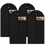 4 Stück Kleidersack,120 x 60 cm Schwarz Kleidersäcke mit Reißverschluss,Shirt...