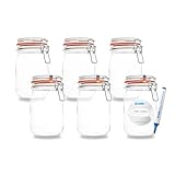 Flaschenbauer - 6-teiliges Set Drahtbügel-Vorratsgläser 1140ml, geeignet als...