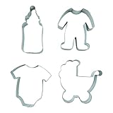 BekkiB 2464-4er Set 'Baby' - Ausstechformen Babyflasche, Babybody, Kinderwagen,...