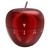 Apfel Küchenwecker Mechanisch - Roter Edelstahl Timer 60 Min, Lauter...