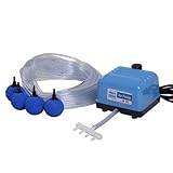 AquaForte Hi-Flow V-10 Luftpumpenset, Komplettset mit Luftverteilern, 25 m...