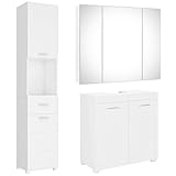 FOREHILL Badmöbel Set weiß, 3 Teile, mit Waschbeckenunterschrank, Hochschrank,...