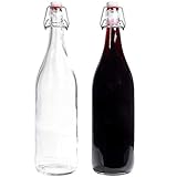 mikken 2 x Glasflasche 1 Liter mit Bügelverschluss aus Porzellan inkl....