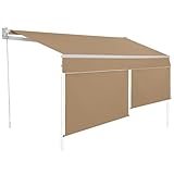 IDMarket - Manuelle Markise, 4 x 3 m, Taupe, Höhe 1,50 m