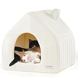 FUKUMARU Katzenbett große Katzen Katzenhöhle-43x43x45cm,Katzenhaus Indoor Mit...