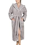 LAYNENBURG Bademantel Damen Frottee - Kapuze - Lang - 100% Baumwolle (360g/m2) -...