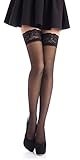 Romartex halterlose 20 DEN Elasthan Strümpfe mit schmalem Spitzenbund (4-6 cm),...