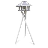 HABAU Vogelhaus mit Futtersilo und Ständer | Futterhaus für Wildvögel...