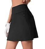 Timuspo Tennisrock mit Hose Sommerrock mit 4 Taschen Schwarzer Rock Sportrock...