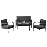 Juskys Polyrattan Gartenmöbel Set Trinidad mit Tisch, Sofa & 2 Stühlen - 4...