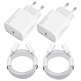 USB C Ladegerät 20W 2-Pack, Schnellladegerät mit 2x2M Schnellladekabel USB C,...
