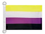 AZ FLAG BOOTFLAGGE Non-Binary STOLZ 45x30cm - GENDERQUEERE BOOTSFAHNE 30 x 45 cm...