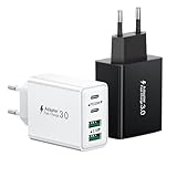 USB C Stecker, 2-Pack Mehrfach USB Ladegerät Netzteil USBC Fast Charger 40W...