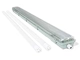 Set: 1x Feuchtraumleuchte 2x120 cm + 2x LED-Röhre T8 18W 120 cm – kaltweißes...