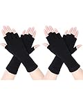 2 Paar Unisex Fingerlose Handschuhe Half Finger Dehnbar Strick Handschuhe...