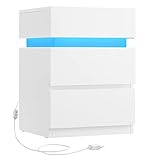 VASAGLE Nachttisch mit LED-Beleuchtung, Beistelltisch, einstellbare Farben,...