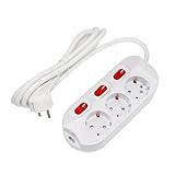 feletec 3-Fach Steckdosenleiste einzeln schaltbar 1,5m Kabel Farbe: weiß, für...