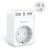 Reiseadapter USA Adapter Amerika Deutschland Stecker mit 2USB 1USB C (3A),...