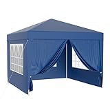 Wiltec Pavillon 3 x 3 m in Blau mit UV-Schutz 50+, Gartenpavillon mit...