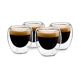 GLASWERK Doppelwandiges Espressotasse Glas (4x70ml) Design Kaffeetassen -...