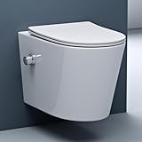 doporro Hänge-WC mit Bidet Funktion Weiß Wand-WC Toilette mit Soft-Close...