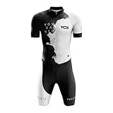 VOXCAUTQ Triathlon Anzug Herren,Herren Pro Fahrrad Skinsuit Kurzarm,Einteiliges...