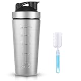 AOOWU Edelstahl Protein Shaker, 900 ml Shaker Eiweiß Sport Fitness mit Skala...