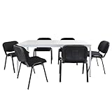 ADB Büro Sitzgruppe Konferenztisch 160x80cm mit Stühlen Besprechungstisch für...