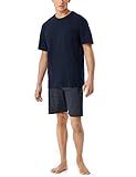 Schiesser Herren Schlafanzug kurz Rundhals - Nightwear Set, blau_159634, 58/ 3XL