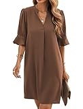 Famulily Damen Sommer Elegante Rüschen Ärmel Kleid Shift Kleid Tunika Kleid...