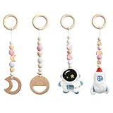 Rieoany 4 Stück Spielbogen Baby Spielzeug, Holzspielzeug Baby, Babyschale...