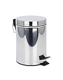 Spetebo Edelstahl Tretmülleimer silber rund - 3 Liter - Metall Kosmetikeimer in...