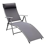 Outsunny Sonnenliege klappbar Strandliege mit Kopfkissen Liegestuhl mit 7-Fach...