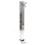 Wiltec eckige Wasserzapfstelle aus Edelstahl 95 cm, Wassersäule mit Wasserhahn...