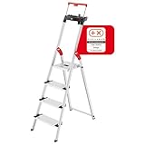 Hailo L85 ComfortLine Alu-Sicherheits-Stehleiter - 4 XXL-Stufen belastbar bis...