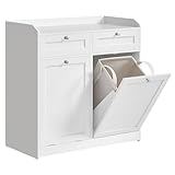 VASAGLE Badschrank mit Wäschekörbe, Wäscheschrank, Badezimmerschrank mit 2...