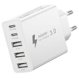 USB C Ladegerät, 5 Ports Mehrfach Stecker mit 2 USB-C und 3 USB-A, 50W USB...