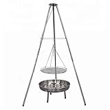 GLÜHZONE HKG 100 - Schwenkgrill aus Edelstahl mit Feuerschale - Dreibein...