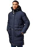 STONE HARBOUR Herren Wintermantel Warmer Steppmantel lang mit Kapuze Beviis Navy...