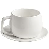 ionEgg Porzellan-Kaffeetasse mit Untertasse, 270 ml, minimalistisches Design,...